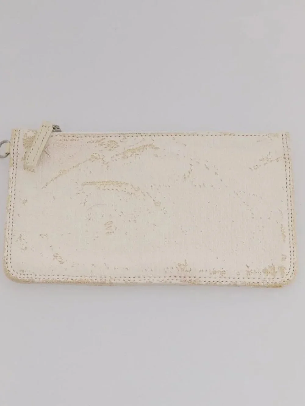 CHANEL Paris Biarritz GM Hand Bag Canvas White Silver CC Auth 185503